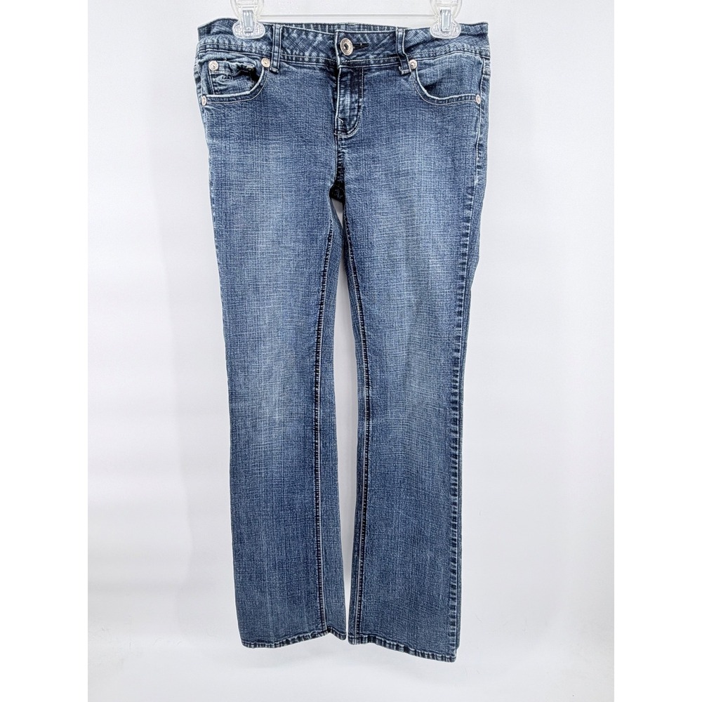 Imperial Star Bootcut Jeans Womens 11 Medium Acid Wash Denim Stretch Flap Pocket